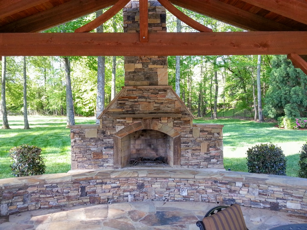 outdoor fireplace from design build project