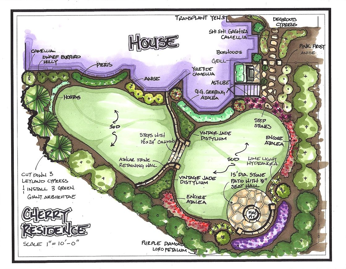 full color rendering for landscape design and build project