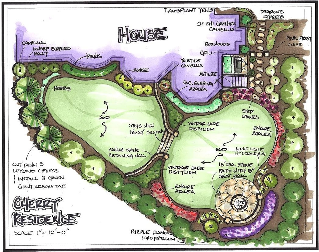 full color rendering for landscape design and build project